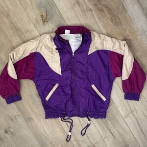 Vintage 80s 90s Windbreaker Purple Athletic Works Womens Size Medium